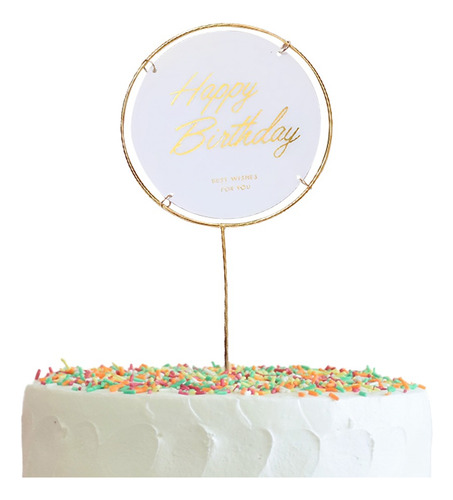 Deco Art / Cake Topper Happy Birthday Dorado/ 5 Set De 6 Pz