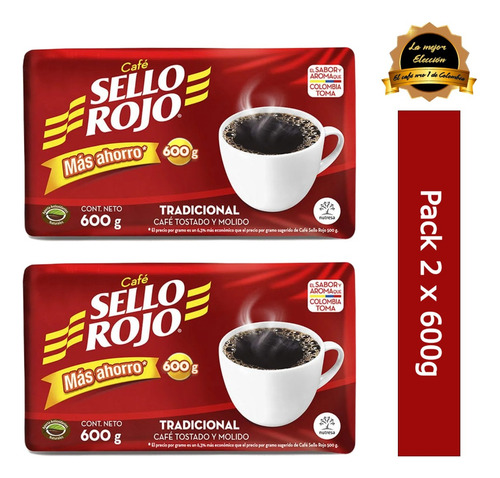 Imagen 1 de 4 de Café Sello Rojo Pack 2 X 600g (1,2kg)