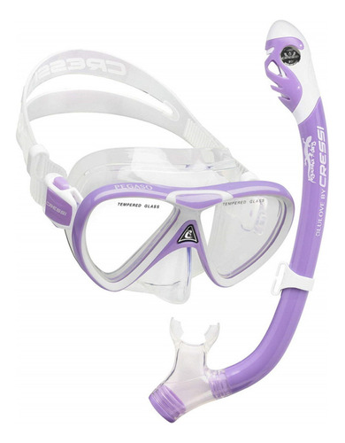 Kit Snorkeling Cressi Pegaso & Iguana Dry Morado Niños Dm274