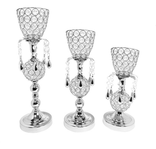 Candelabro Para Velas Color Oro O Plata Set X 3  Sheshu Home