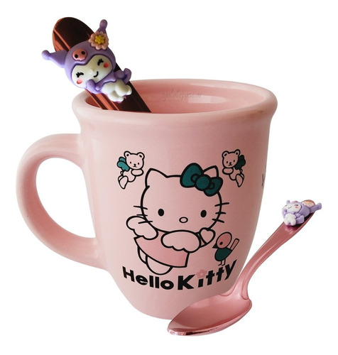 Hello Kitty  Taza De Ceramica Con Cuchara Kuromi/my Melody
