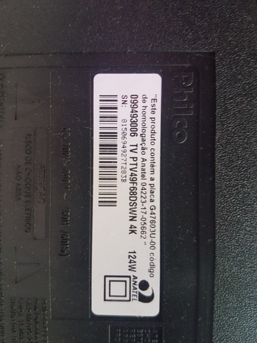 Tv Philco Ptv49f68dsw N 4k Funcionando Com Tela Quebrada.