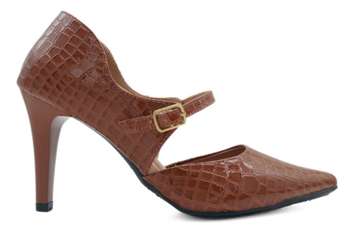 Scarpin Mozione Com Fecho Croco 8cm