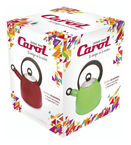 Pava Silbadora Acero Inoxidable Carol - Colores Tradic. Color Aqua