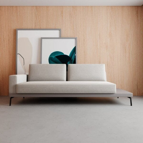 Sofa Game 3 Lugares 210 Neo Mescla Bege E Cinza Claro Bc