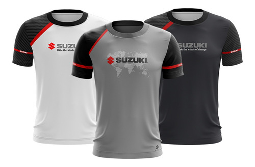 Imagem 1 de 7 de Kit 3 Camisetas Brk Motociclismo Suzuki Com Fpu 50+
