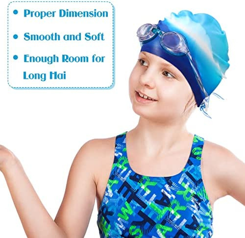 Gorros De Natación Para Niños De 3 Piezas Para Cabello Largo