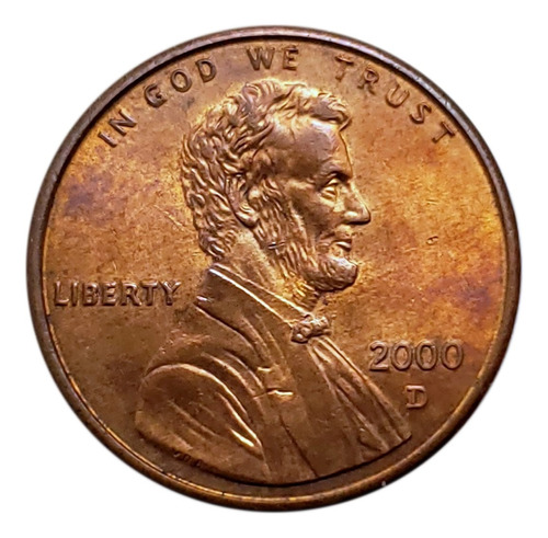 Moneda 1 Centavo 2000 D Estados Unidos Pátina Pieza 2708