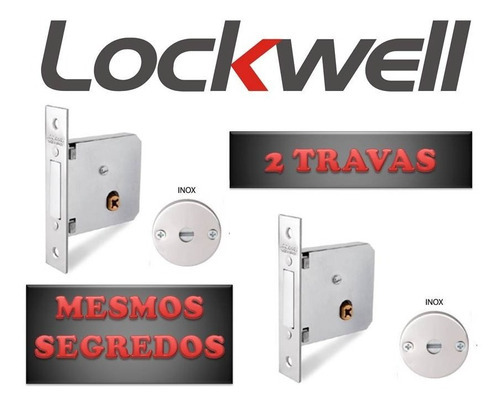 Trava Tetra Lockwell 40mm 911/2 Roseta Redonda Inox - 2 Peça