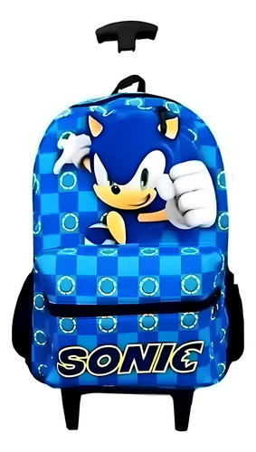 Mochila Sonic Juvenil Carrinho Infantil Cor Azul-celeste Desenho Do Tecido Liso