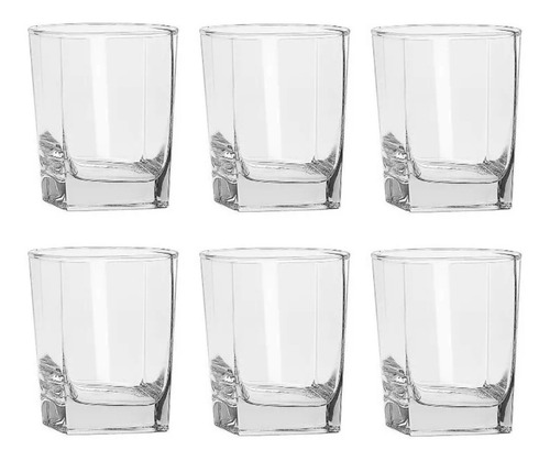 Vaso De Vidrio Agua Cuadrado City 360 Ml 6 Piezas Color Transparente