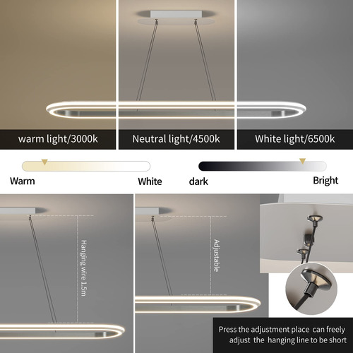 Lampara Colgante Lineal Led Regulable Moderna Minimalista L