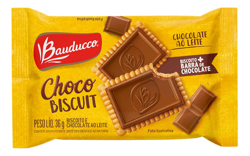 Biscoito Chocolate ao Leite Bauducco Choco Biscuit Pacote 36g