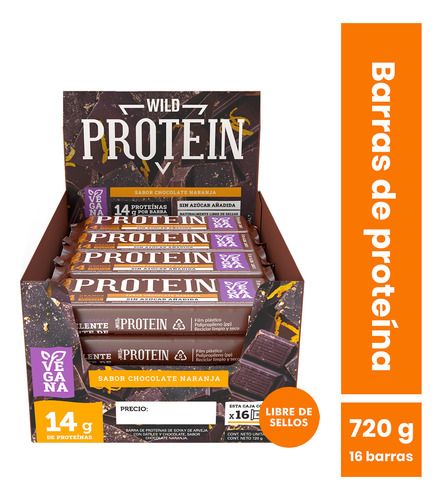 Wild Protein Chocolate Naranja Vegana 16 Unidades