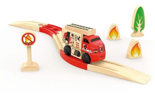 Imagen 3 de 6 de Trencity Kit Waty S.o.s. Camion Bombero C/ Accesorios Madera