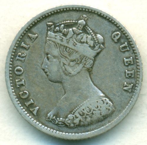Hong Kong Moneda De Plata 10 Cents. 1865 # 6.1 Mb+ Rara