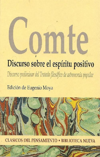 Libro Comte Discurso Sobre El Espíritu Positivo De Auguste C