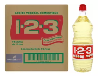 Caja Aceite 123 Vegetal 9 Piezas De 1 Litro C/u