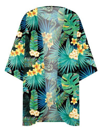 Blusa Tipo Cárdigan Tipo Kimono Floral M Para Mujer