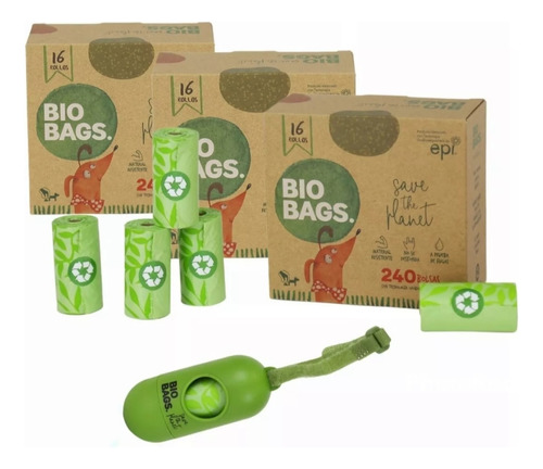 150 Bolas Biodegradables En Rollos Ecológicos + Dispensador 