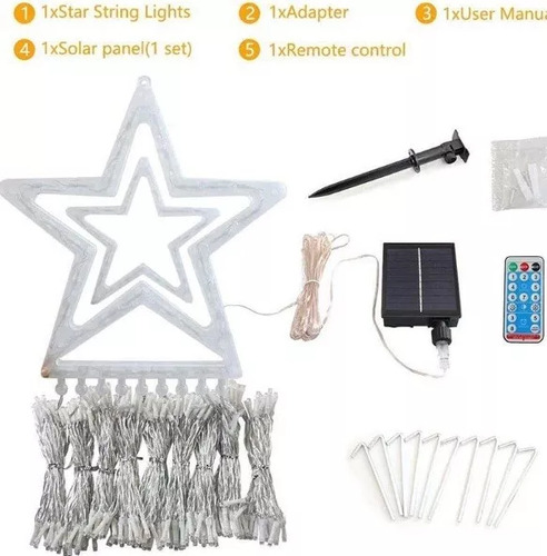 Luminaria Solar Tipo Estrella De 350 Led+8 Modos De Decoraci