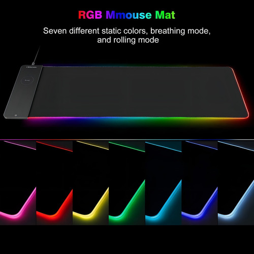 Mouse Pad Gaming Rgb Xxl Con Cargador Inalambrico P/ Celular