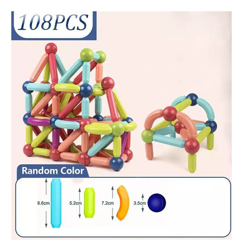 Bloques Construcción Magnéticos Juguete Niños Imán 108 Pzs