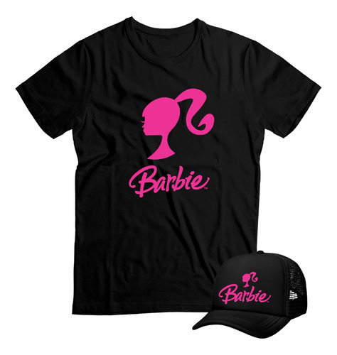 Barbie Remera/gorra Algodón Negra Talle Infantil M3