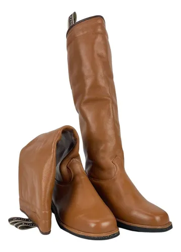 Bota Ga cha Masculina Para Andar A Cavalo Cano Mole Caramelo