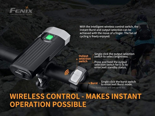 Imagen 2 de 10 de Linterna Led Para Bicicleta Fenix Bc30 1800 Lumens 170mts.