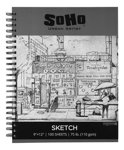 Soho Urban Artist Sketchpad Hoja Cuaderno Boceto Espiral