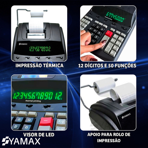 Calculadora Procalc Pr5400t Bobina Térmica Preta 12 Dígitos