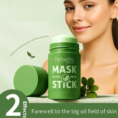 Máscara de Limpeza Facial Febella Green Mask Stick Verde 40g Tipo