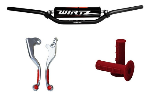 Kit Manubrio + Manijas + Puños X6 P/ Honda Xr 125-150-190 Wirtz