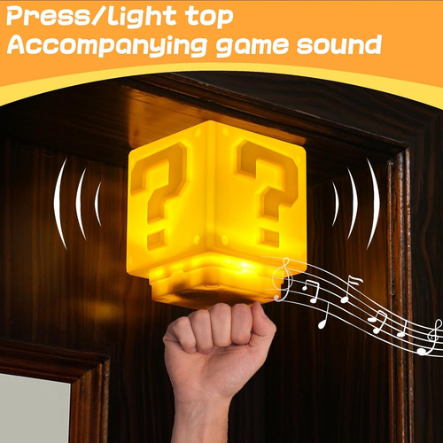 Lampara Cubo Mario Bross Cuestion/pregunta Sonido Rgb Usb Amarillo