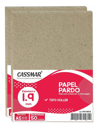 Papel Para Cartonagem Pardo Tipo Holler 1,9mm A5 50un Cor Cinza