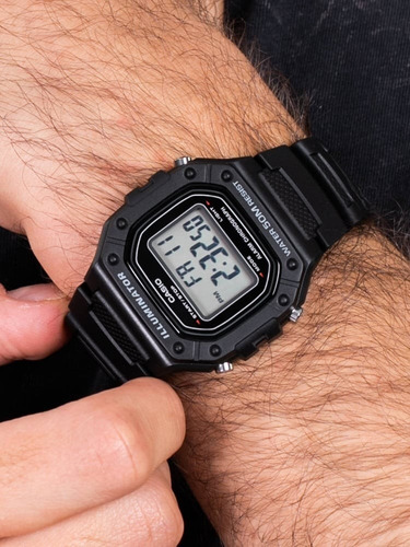 Reloj Pulsera Casio Youth W-218h Negro Deportivo Cronometro Negro Negro Gris/negro