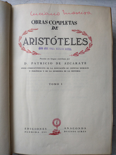 Obras Completas De Aristoteles (4 Tomos)