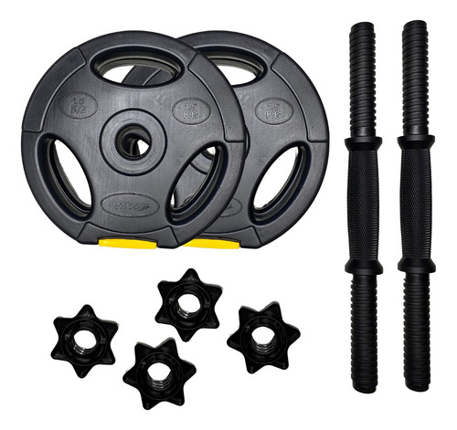 Kit Halteres Peso Musculação Ajustável Halter Até 30kg Cor Preto