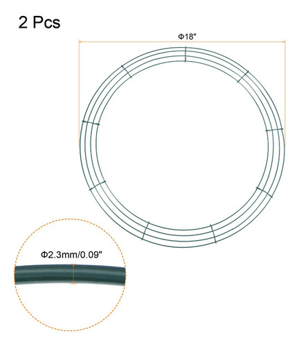 2 Marco De Metal De Corona De Alambre Redonda 18'' Para Diy
