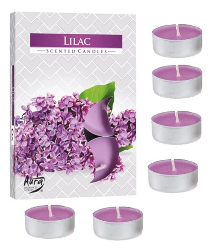 Kit 6 Velas Rechaud Perfumada Lilás Suave Relaxante Harmonia