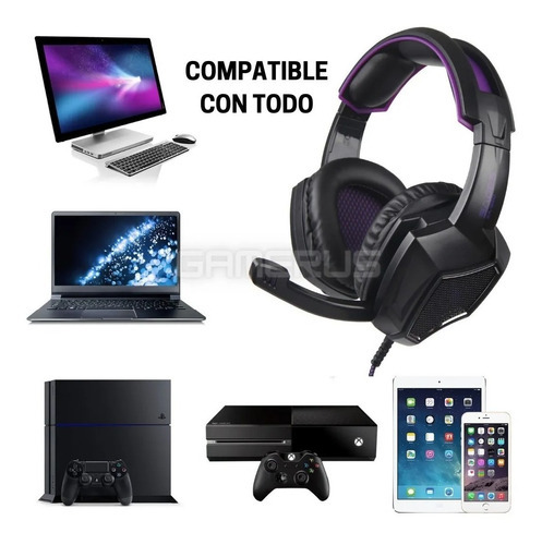 Imagen 3 de 5 de Auricular Gamer Sades Sa 920 Black And Purple Pc Ps4 Color Violeta