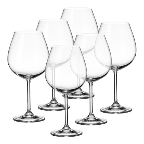 Imagen 2 de 7 de Copón Vino Cristal Bohemia Colibrí 650ml Set X 12