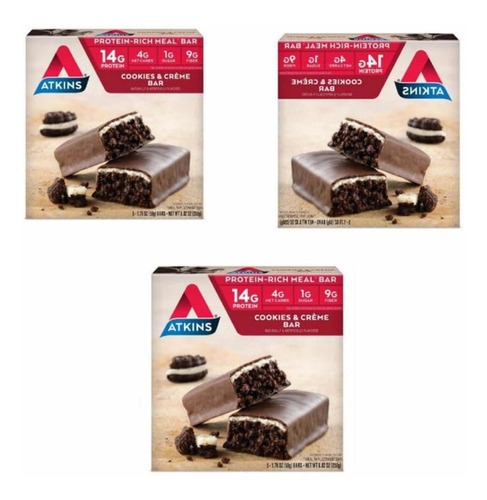 Atkins Meal Bar, Cookies N Creme Bar, 5 Bars 3pack