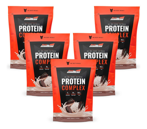 Suplemento Em Pó New Millen  Premium Protein Complex Whey Protein Protein Complex Sabor  Cookies Em Refill De 1800ml 5 Un