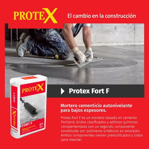 Mortero Reparación Protex Fort F Autonivelante Pisos X 30kg