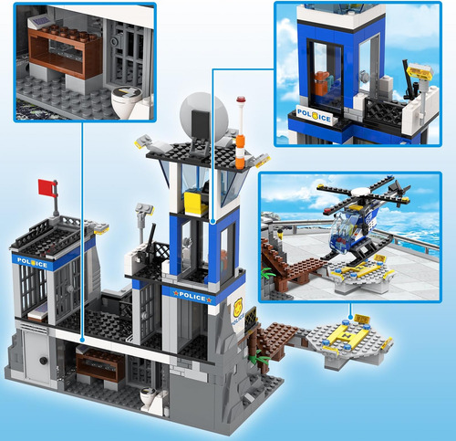 Juego De Bloques De Construcción De Isla De Prisión De Polic