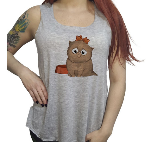 Musculosa Acampanada Gato Tierno Con Moñito