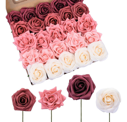 Rosas Falsas, Rosas De Color Borgoña, Flores De Meloco... | Cuotas sin  interés