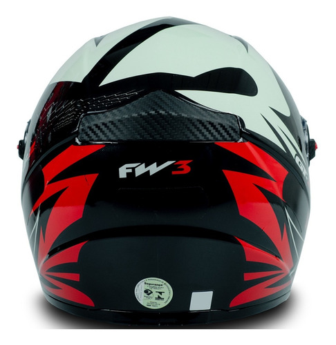 Imagem 6 de 6 de Capacete Narigueira Moto Gt2 Preto Branco Vermelho Brilho